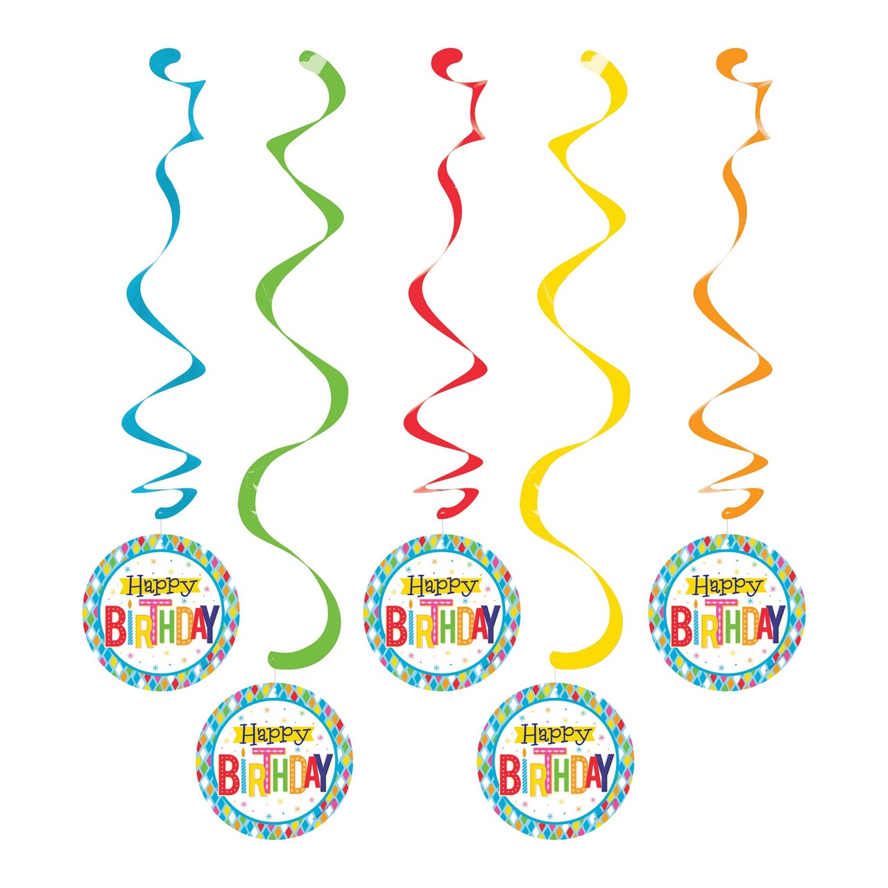 Party Central Club Pack of 30 Vibrantly Colored Birthday Themed Dizzy Danglers 39"